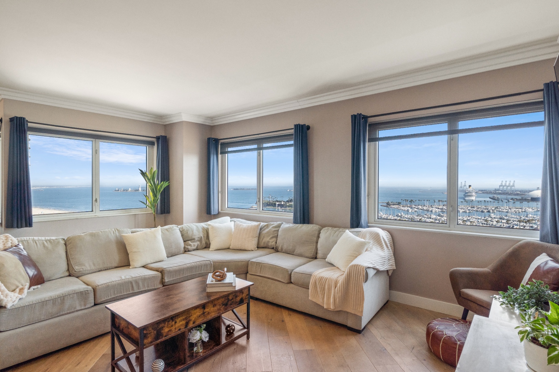 Living Room — Ocean, Marina & Harbor Views