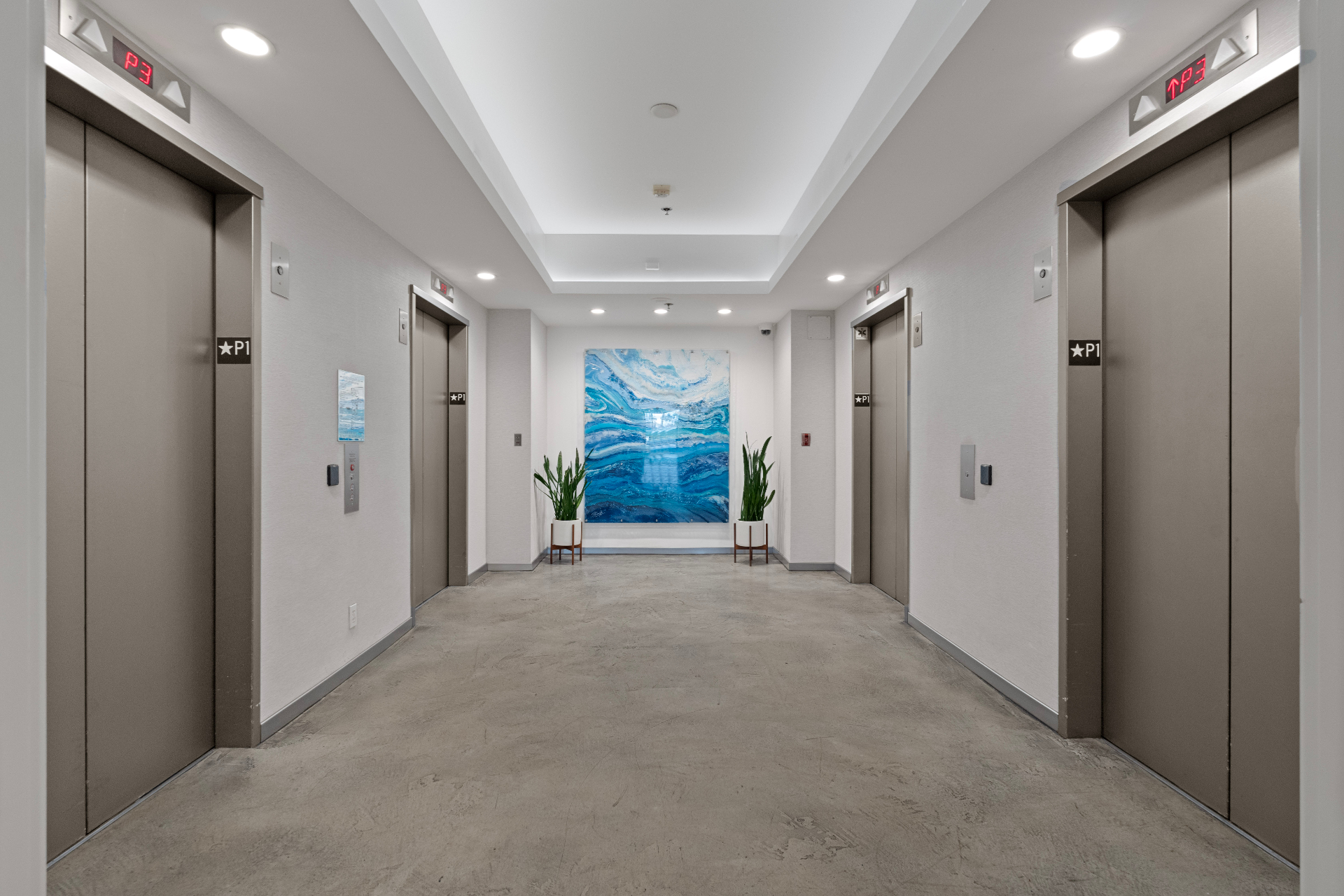 Elevator Lobby with Contemporary Artwork
