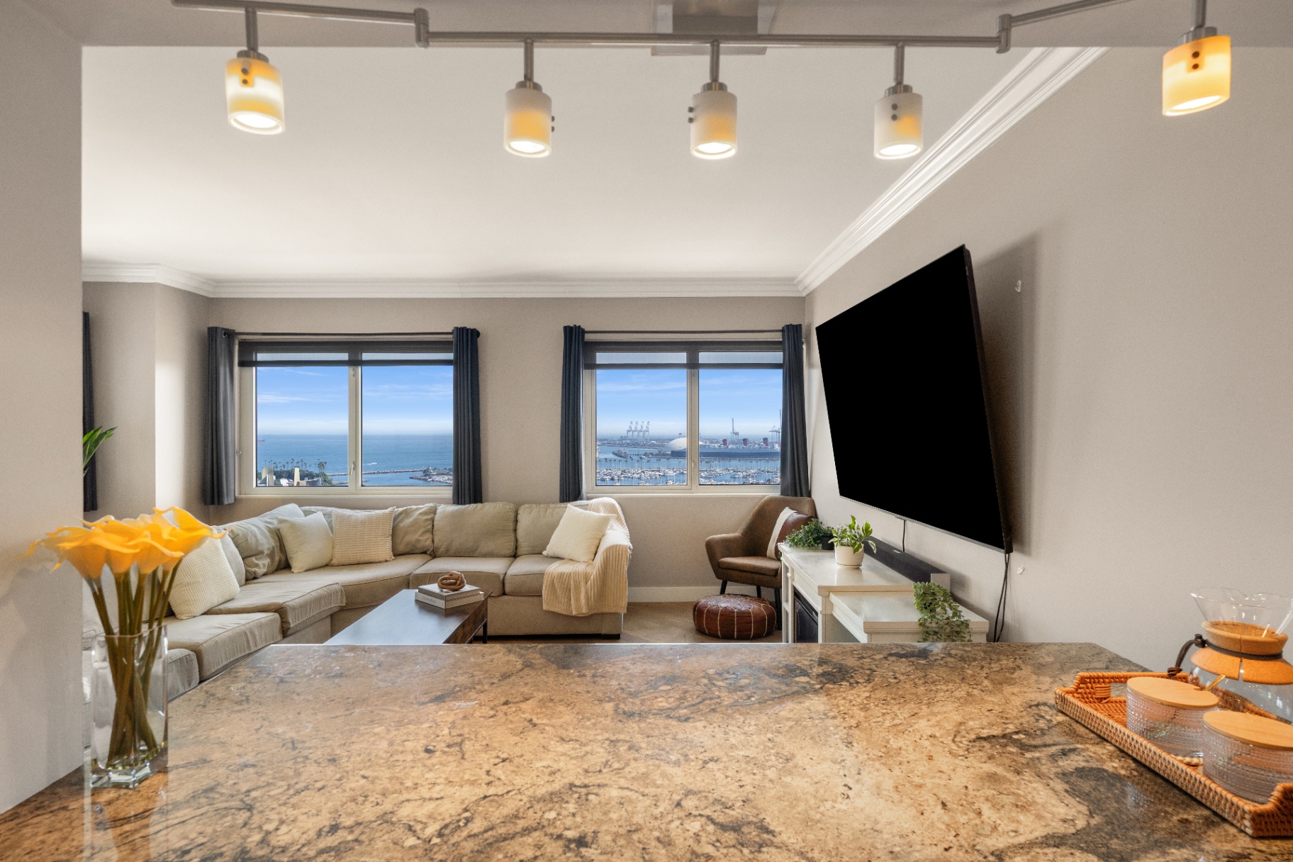 Kitchen Bar Counter Overlooking Living Room