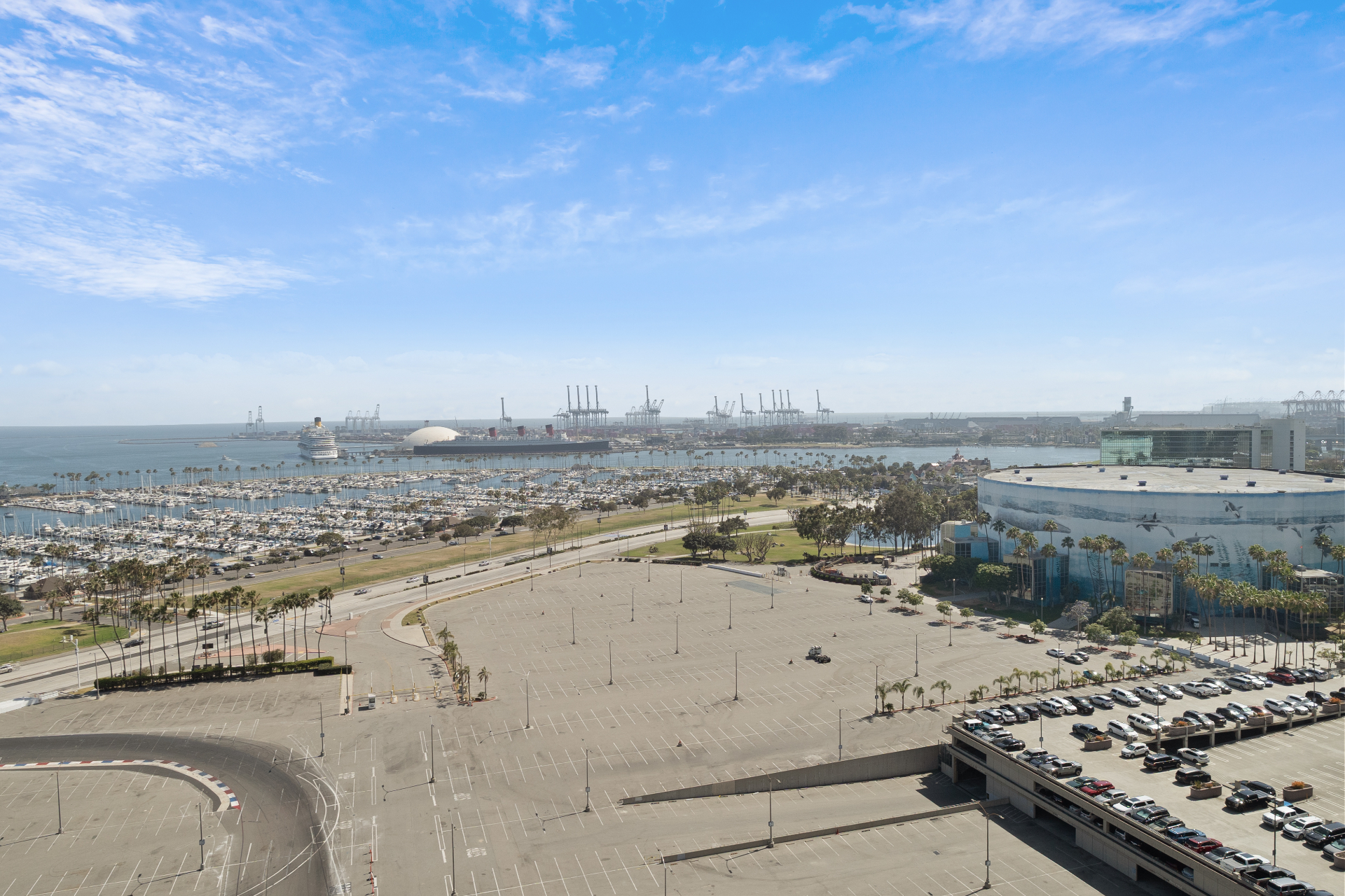 Balcony view - Long Beach Marina & Queen Mary