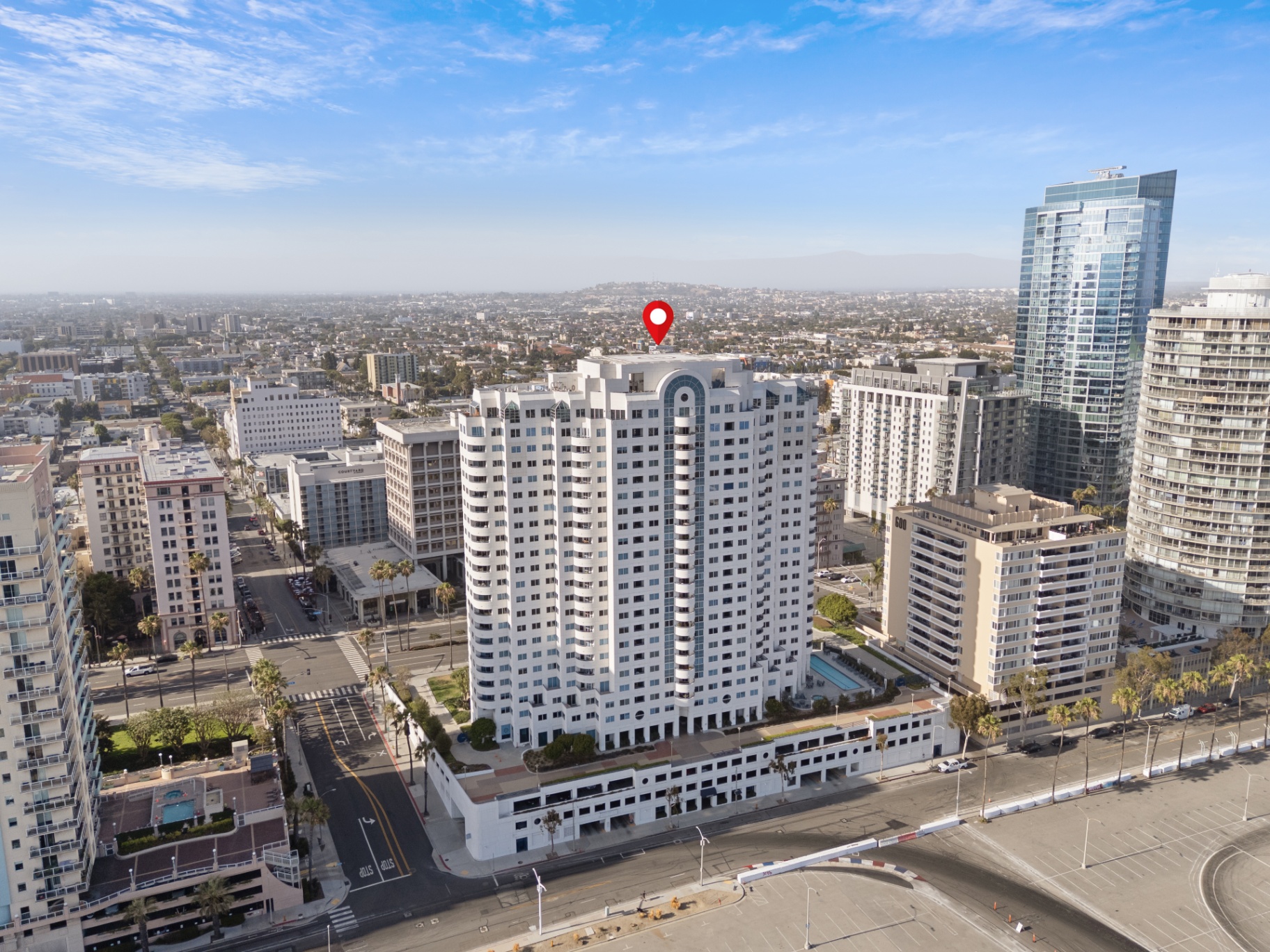 Aerial Location View — Downtown Long Beach Skyline